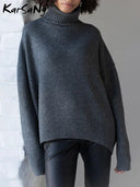 Winter Essential Thick Knit Turtleneck Sweater for Women  ourlum.com   