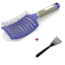 Hair Scalp Massage Comb Bristle Nylon Hairbrush Wet Curly Detangle  Anti-Static Hair Brush Professional Salon Hairdressing Style  ourlum.com B Blue and Brush  