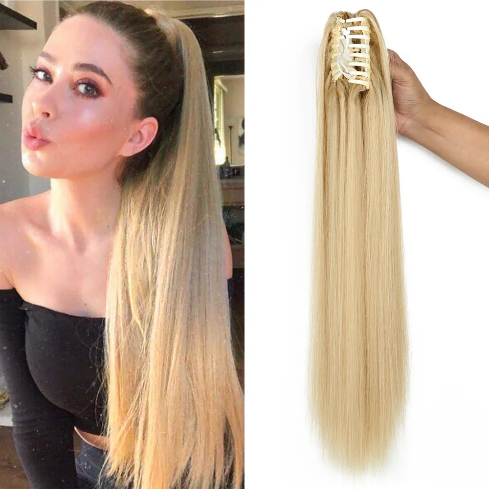 Long Straight Claw Clip Synthetic Ponytail Hair Extension