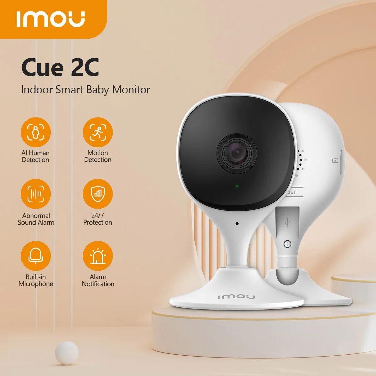 IMOU Cue Security Camera: Smart Baby Monitor with Color Night Vision & AI Detection  ourlum.com Add 32GB SD Card English rules 3.6mm