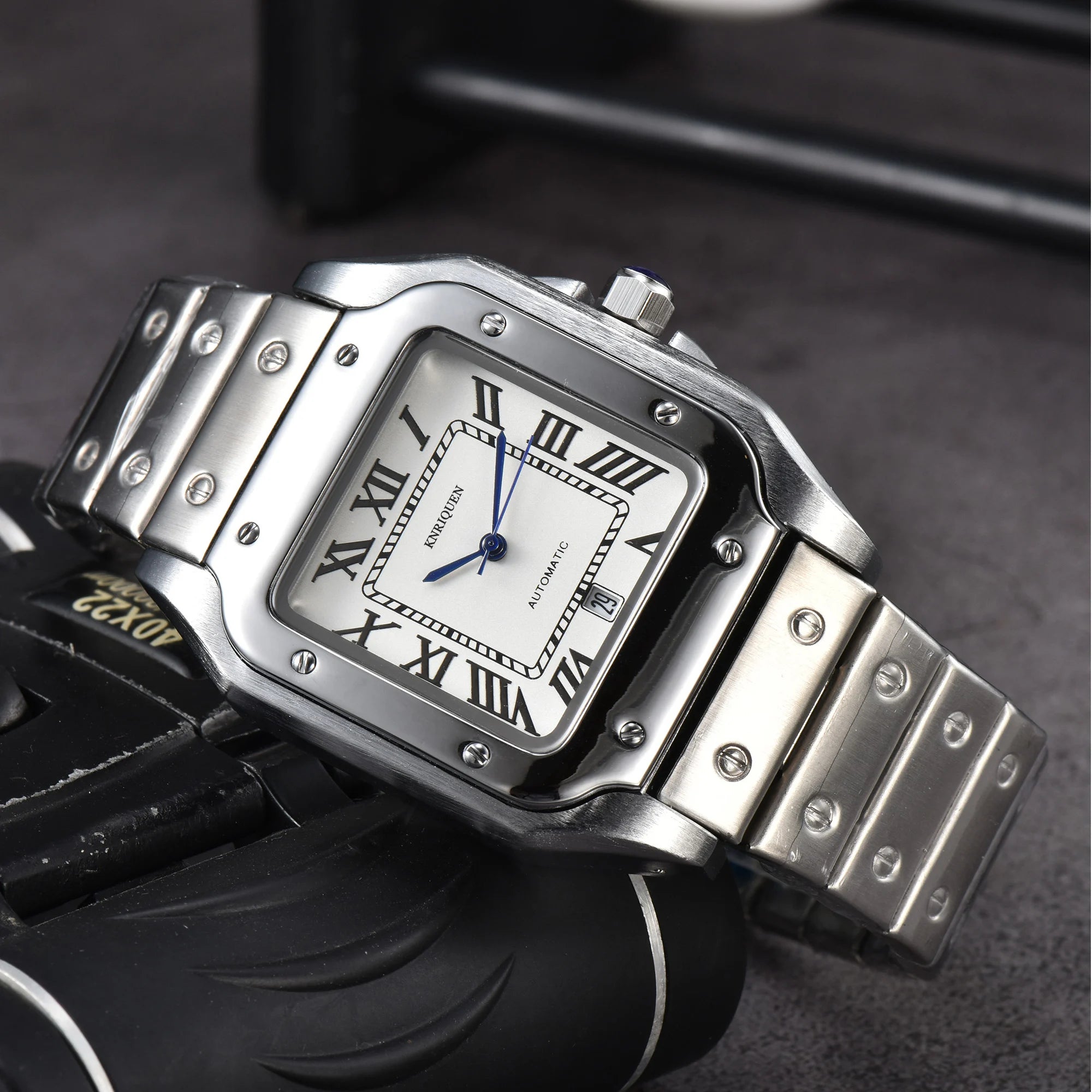 Luxury Men's Square Dial Steel Strap Watch with Automatic Date Movement  OurLum.com 3  