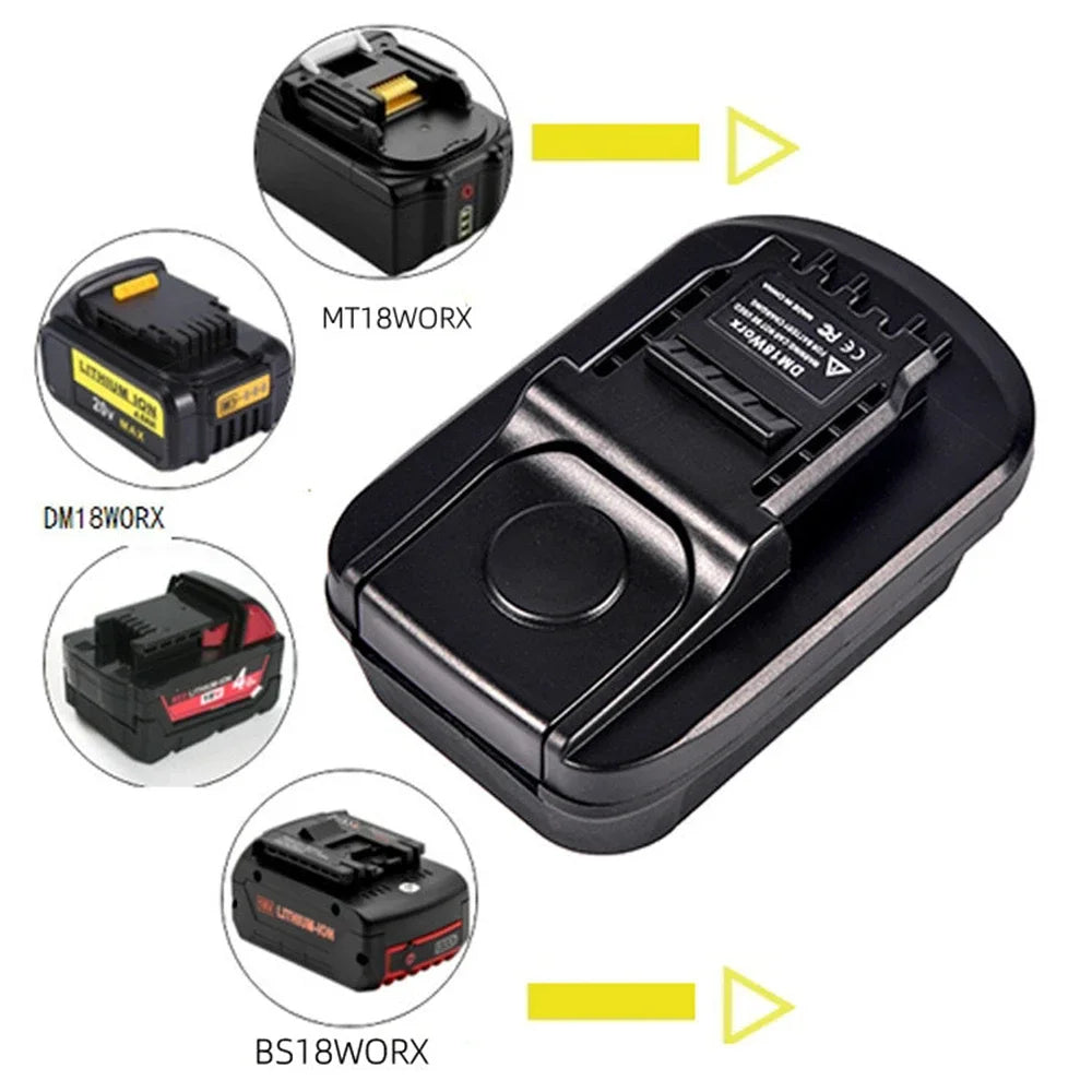 18V Battery Adapter for Worx Tools - Compatible with Makita, Bosch, Dewalt & Milwaukee