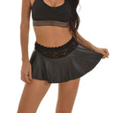 Pleated Lace High Waist Summer A-Line Miniskirt for Women