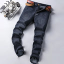 2025 Fashion Classic Blue Black Denim Trousers Men's Jeans