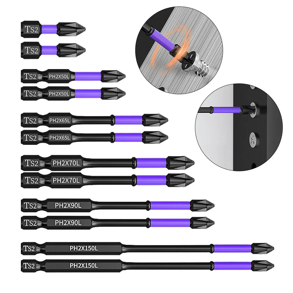 Non-slip PH2 Magnetic Impact Screwdriver Set: High Hardness, Durable Design  ourlum.com   