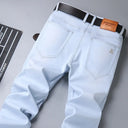 Brand Top Classic Style Men Light Blue Denim Trousers