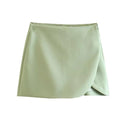 Vintage High Waist Zippered Skort Shorts Elegant Choice