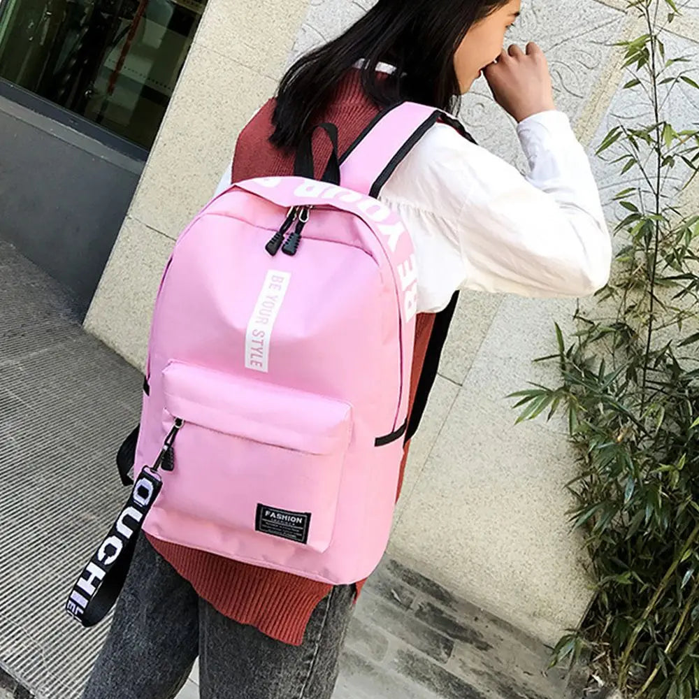 Nylon Large Capacity Backpack Teenage Girls Pure Colour Schoolbag Women Men Waterproof Travel Rucksack Bags Student