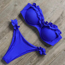 Bandeau Bikini Swimwear Women Sexy Thong Ruffle Set 2021