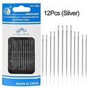 Side Hole Blind Sewing Needles Set - Stainless Steel Needles for Elderly Stitching - DIY Hand Sewing Pins with Self Threading  ourlum.com A 12PCS(Silver)  