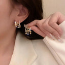 Chic Korean Claw Stud Earrings with Irregular Pearls