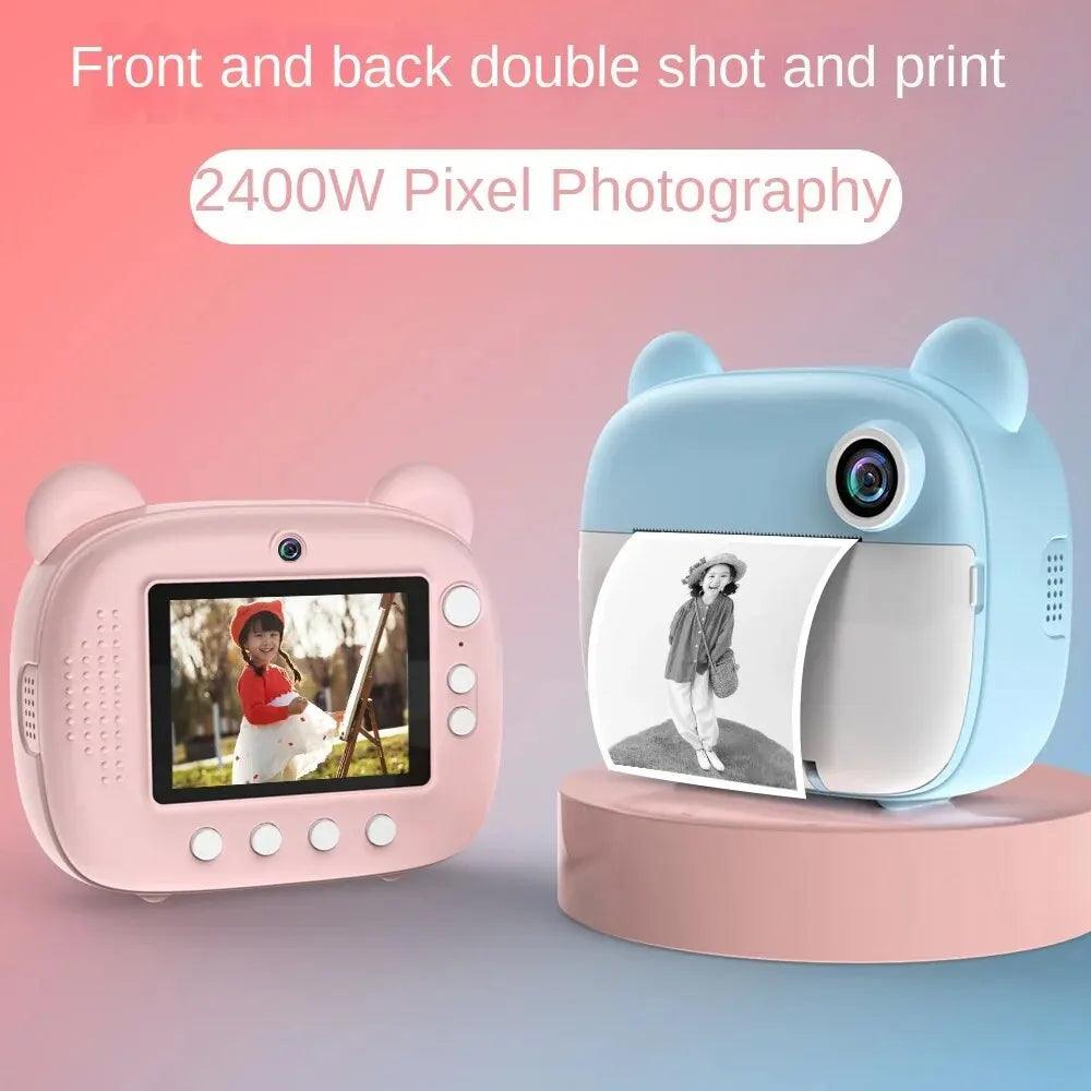 Children's Camera LCD Screen 2.4 Inches Supports 32G Memory Battery Life 1000 MAh Instant Printing Camera Supports Video Games