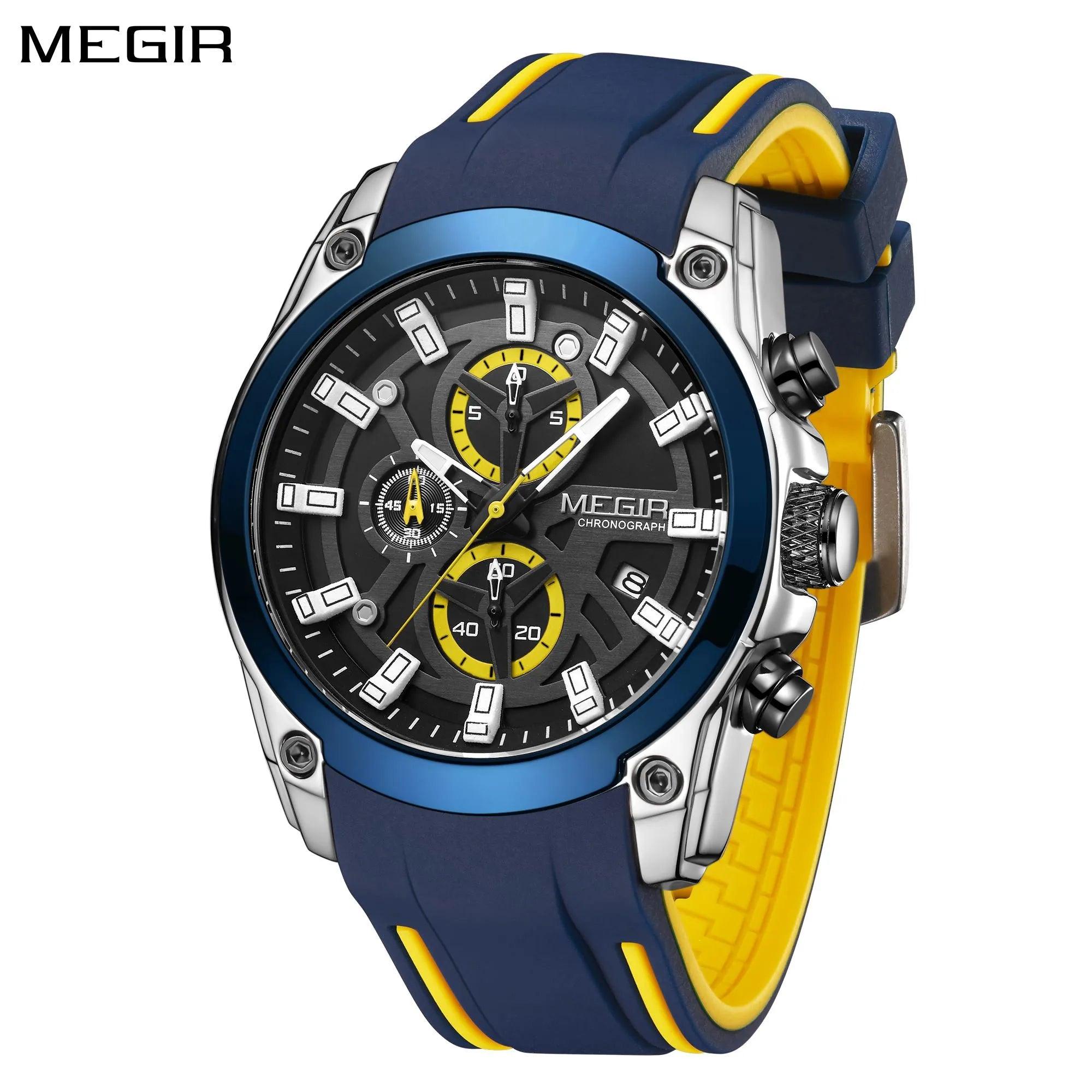 Luxury Sport Watch for Men: MEGIR Chronograph Military Wristwatch with Luminous Display and Calendar Feature  ourlum.com   
