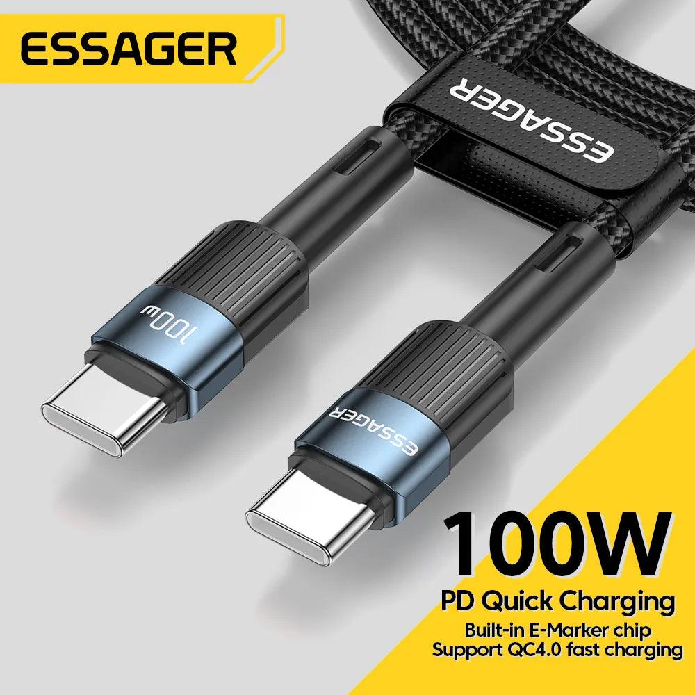 Essager 100W USB-C PD Fast Charging Charger Cable for Macbook Samsung Xiaomi - 3M Length  ourlum.com   