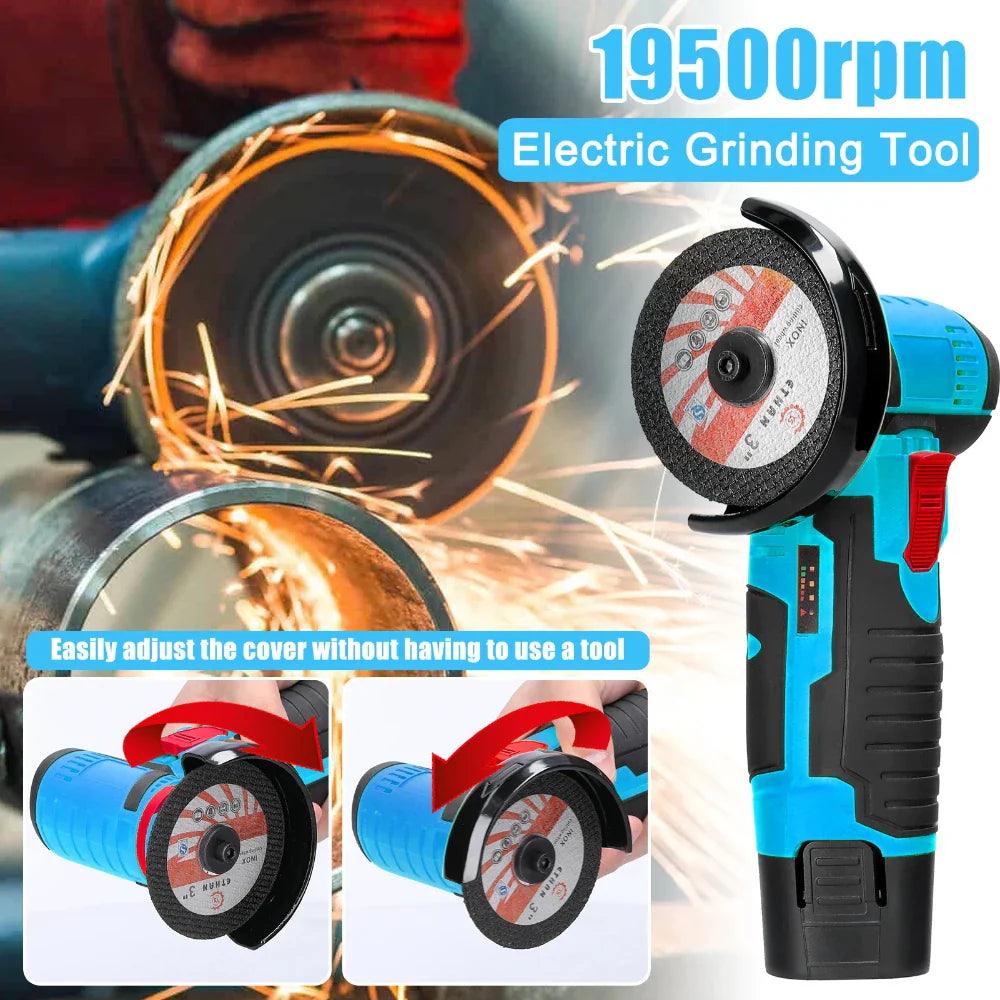 Cordless Electric Angle Grinder 9500rpm Handheld Polishing Grinding Machine Diamond Cutting Power Tools 12V Battery Rechargeable  ourlum.com   