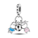 Pink Silver Plated Butterfly Flower Charm Beads for Jewelry