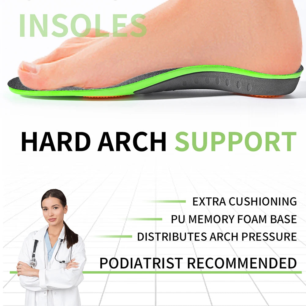 Sports Orthopedic Insoles with Arch Support - Shock Absorbing, Elastic, and Wear-Resistant Foot Pads for Flat Feet