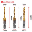 Hex Shank Titanium Plated HSS Tap Drill Bit Set for Metalworking