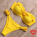 Bandeau Bikini Swimwear Women Sexy Thong Ruffle Set 2021