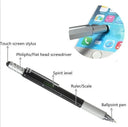 7 In1 Multifunction Ballpoint Pen with Modern Handheld Tool Measure Technical Ruler Screen Stylus Screwdriver Touch Spirit Level