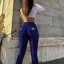 Stretch Skinny Denim Women's Jeans Mid Waist Blue Retro Pants