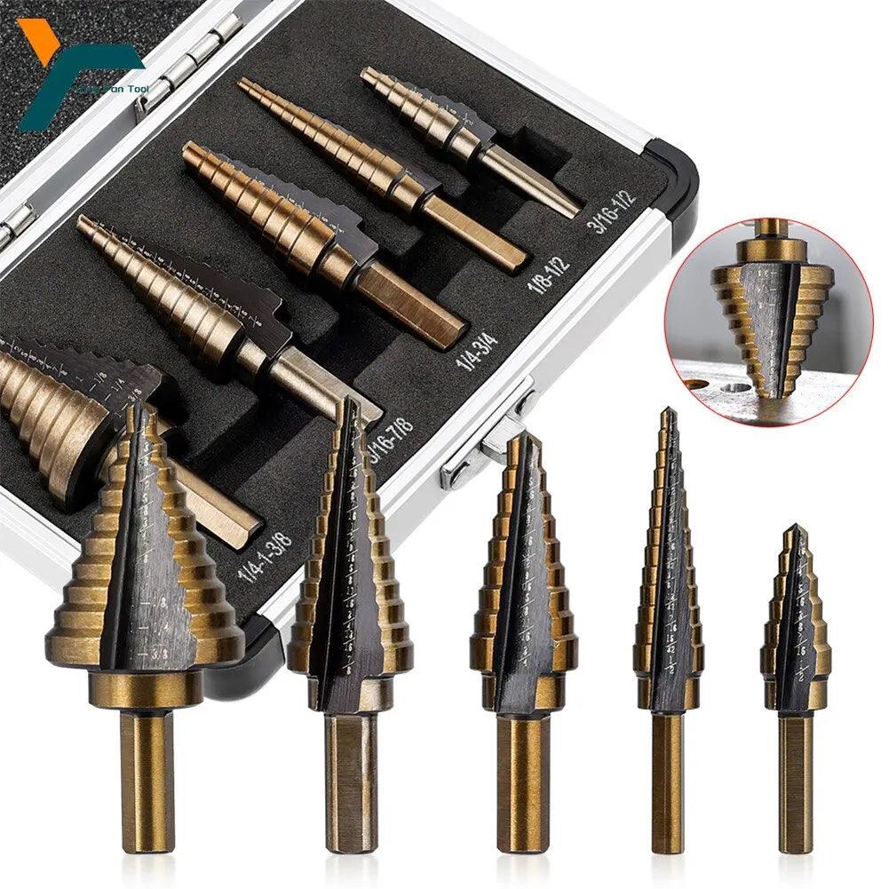 HSS Cobalt Step Drill Set: High Speed Steel Metal Woodworking Tool  ourlum.com   