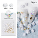 4.5g Acrylic Flower Nail Art Decoration Mixed Size White Rhinestones Silver Gem Manicure Tool Accessories For DIY Nail Design  ourlum.com 50Pc-SCH01  