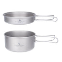 Lightweight Titanium Camping Cookware Set with Folding Handles