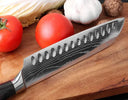 Professional Damascus Kitchen Knife Set with Santoku Cleaver