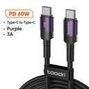 PD USB Type C to Type C Fast Charging Cable for Macbook, Samsung,  - 1M 2M 3M Lengths  ourlum.com Purple 60W 0.5m 