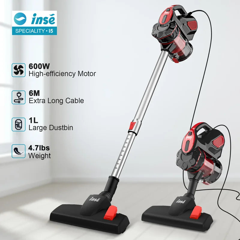 INSE I5 Corded Vacuum: Powerful Suction 4-in-1 Stick Handheld Cleaner  ourlum.com   