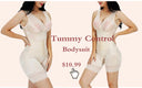 GUUDIA Seamless Tummy Control Bodysuit with Open Crotch for Effortless Shaping