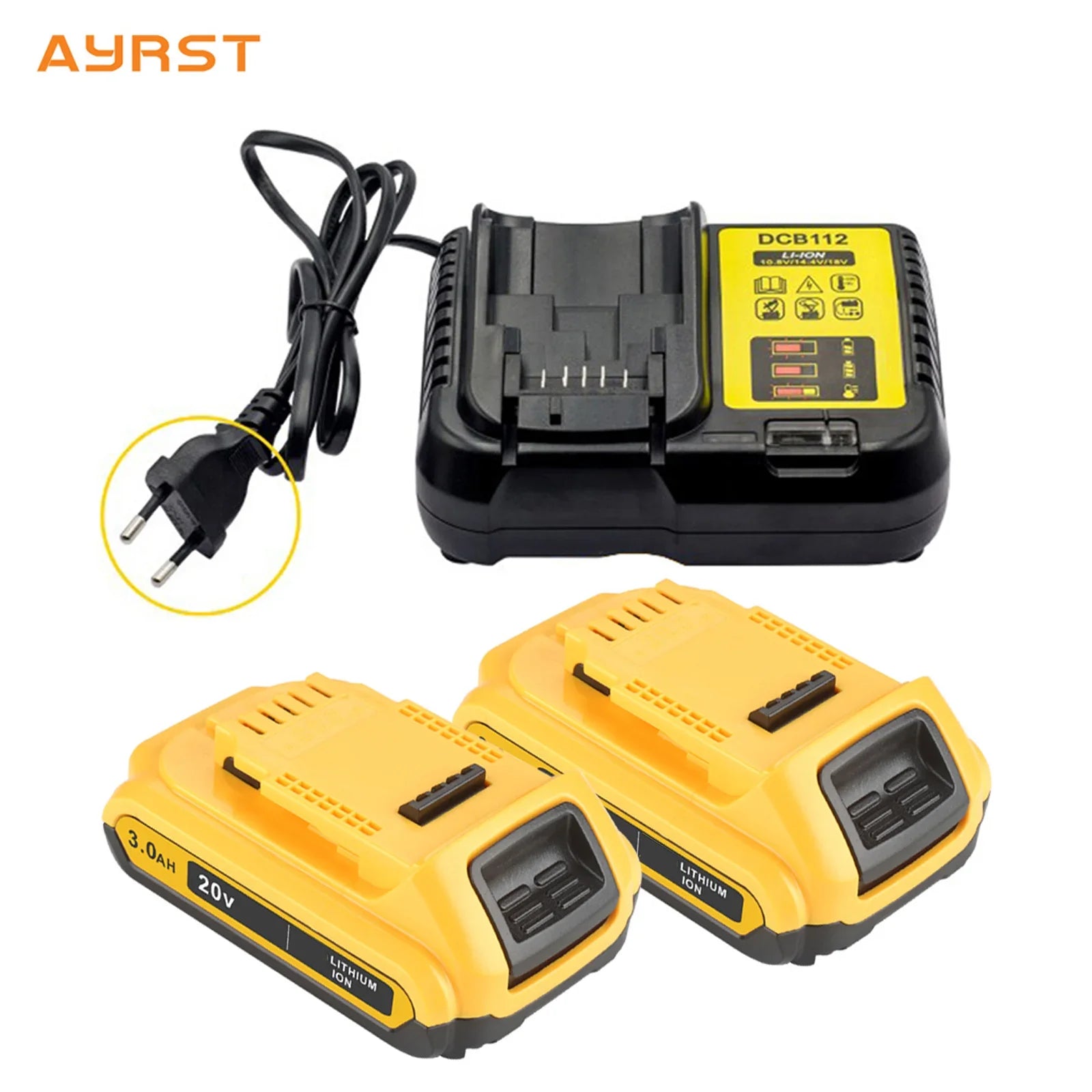 20V 3000mAh DCB200 Li-ion Battery & Charger for DEWALT Power Tools