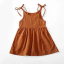 Cotton Sleeveless Toddler Girl Summer Dress with Pockets for Girls 1-5 Years  ourlum.com Brick red 1-2years 