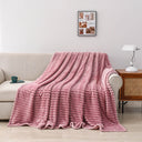 1pc Solid Color Flannel Blanket Soft Warm Throw for Travel