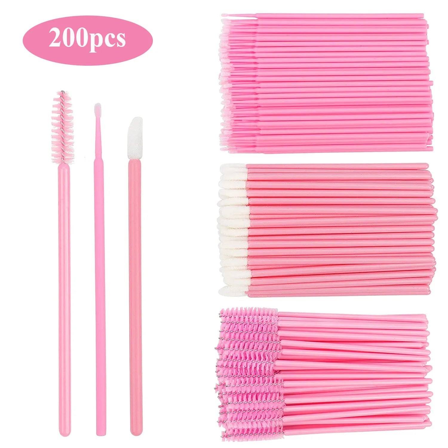 200pcs Disposable Brushes Set Mascara Wands Lip Brushes Microbrush Applicator Swab for Eyelash Extension Eyebrow Makeup Tools  ourlum.com   