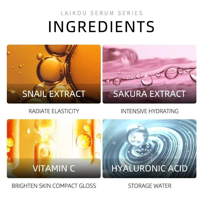 Golden Snail & Sakura Vitamin C Hyaluronic Acid Serum - Luxurious Skin Brightening and Hydrating Solution  ourlum.com   