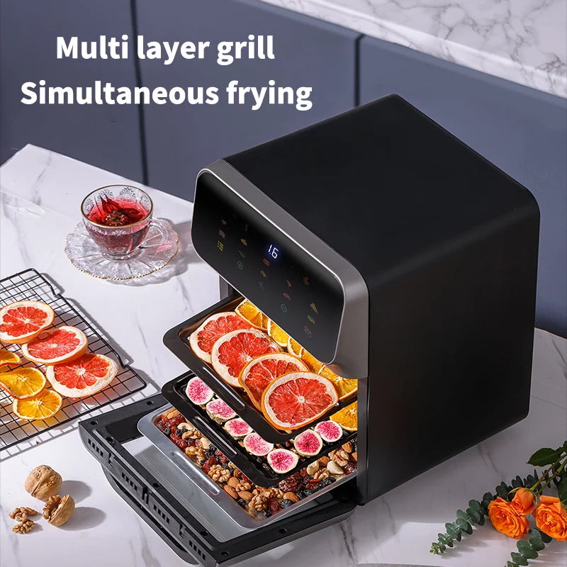 10L Large Capacity Electric Air Fryers Oil-free Automatic Household Kitchen 360°Baking Convection Oven Deep Fryer without Oil