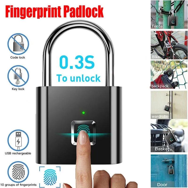 Smart Fingerprint Padlock: Keyless Security Lock with Rechargeable Battery  ourlum.com   