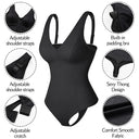 Deep V Neck Shapewear Bodysuit with Built-In Bra - Slimming Thong Body Shaper for Women