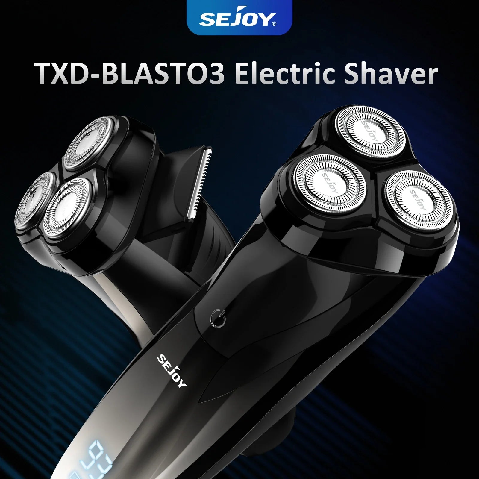 Sejoy Electric Razor Men 3D USB Rechargeable 5W Electric Shaver With LCD Display IPX7 Waterproof Electric Shaving Machine