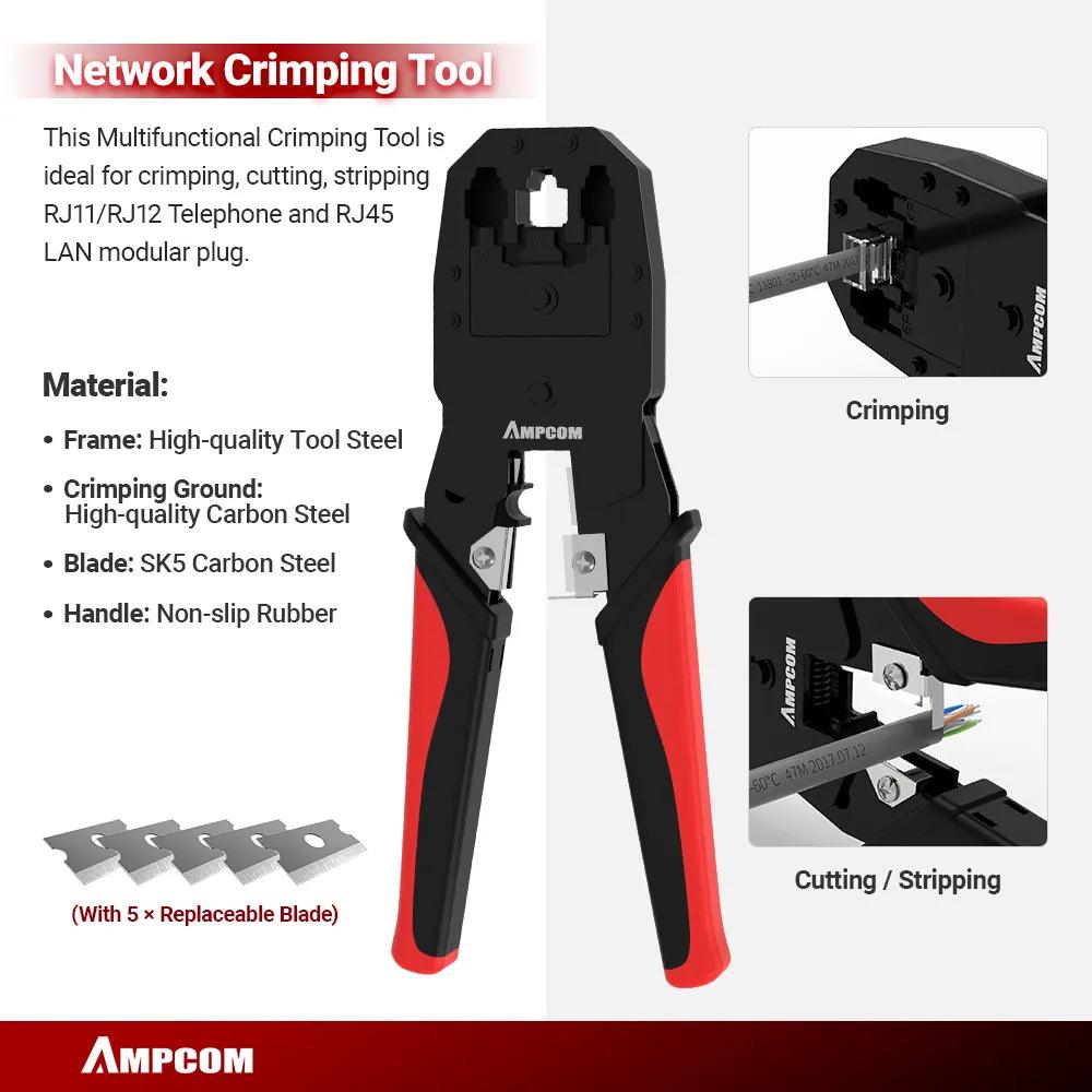 AMPCOM Network Cable Repair Kit: Professional Ethernet Tool Set  ourlum.com   