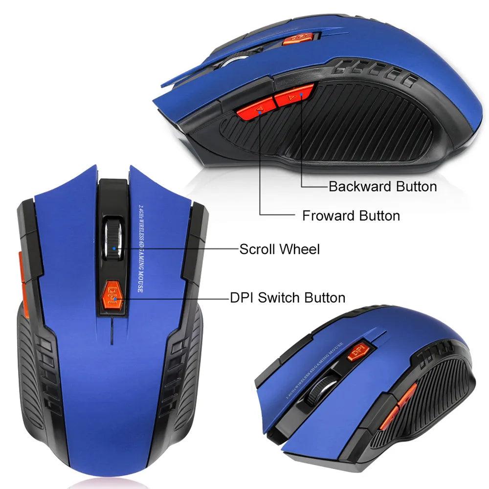 Wireless Optical Gaming Mouse with USB Receiver - 1600DPI 6 Button Control for PC/Laptop  ourlum.com   