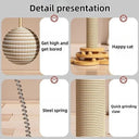 Wooden Cat Turntable Toy with Sisal Scratching Board and Grab Column  ourlum.com   