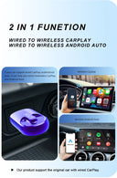 2 In1 Wireless Carplay And Android Auto AI Box Mini Adapter