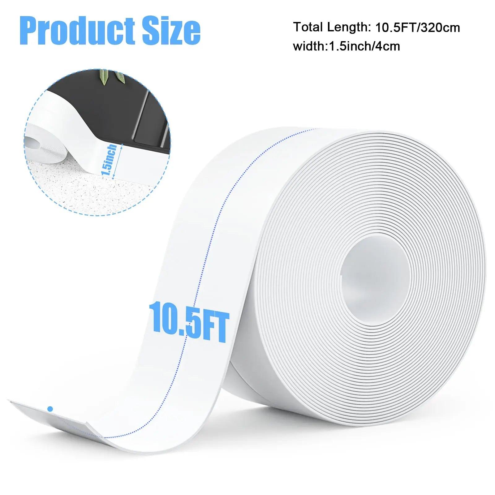 Waterproof PVC Sealing Tape for Bathroom and Kitchen - 3.2m Self Adhesive Caulk Strip for Edge Sealing and Anti Mold Protection  ourlum.com   