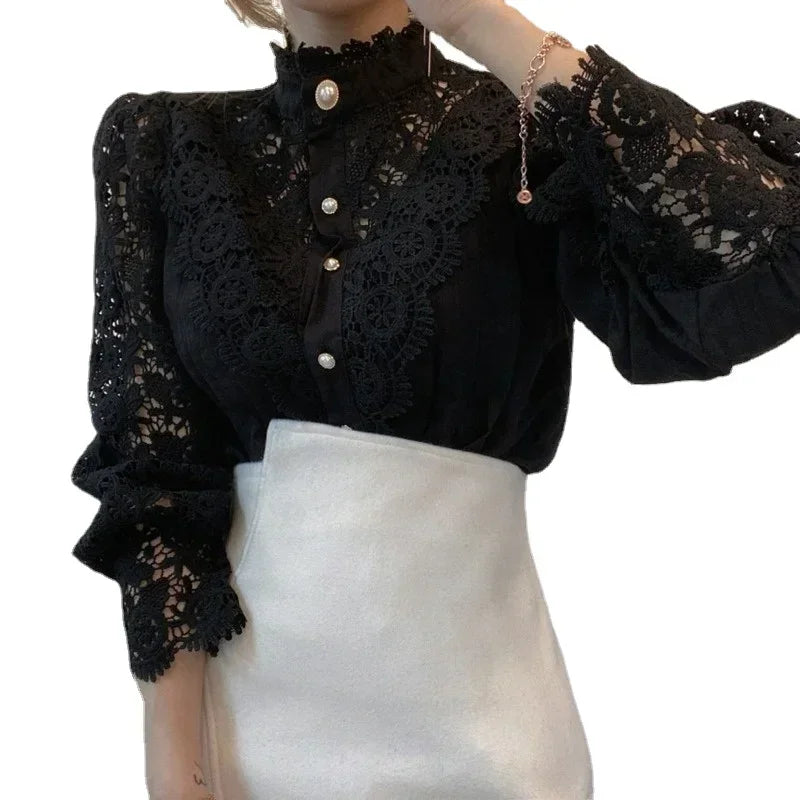 Elegant Floral Lace Blouse: Stylish Office Attire for Women  ourlum.com   