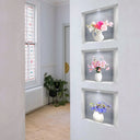 3 Pcs 3D Three-Dimensional Simulation Window Flower Wall Sticker Vase Household Decor