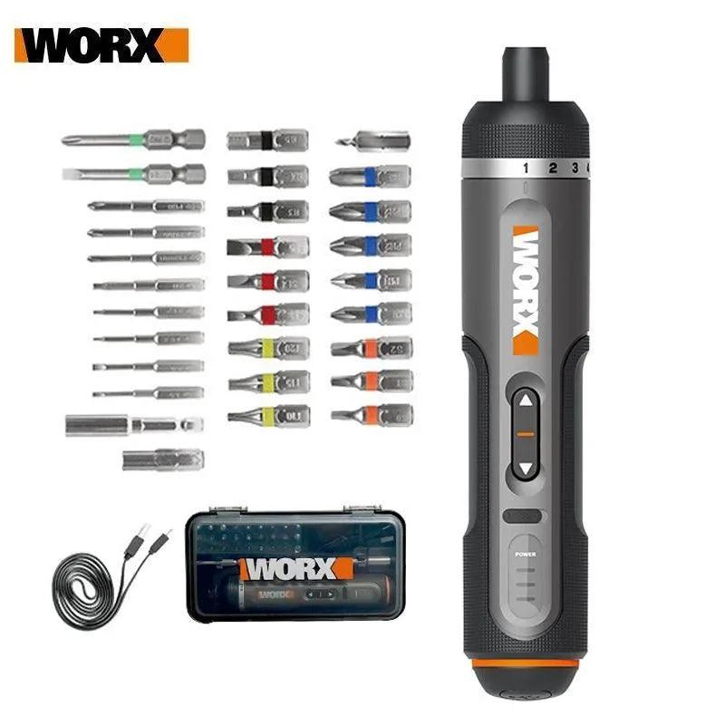 Worx 4V Mini Electrical Screwdriver Set WX240 WX242 Smart Cordless Electric Screw Driver USB Rechargeable Handle 30 Bit Set  ourlum.com   