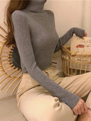 Cozy Chic Slim Fit Turtleneck Sweater for Fall Fashion